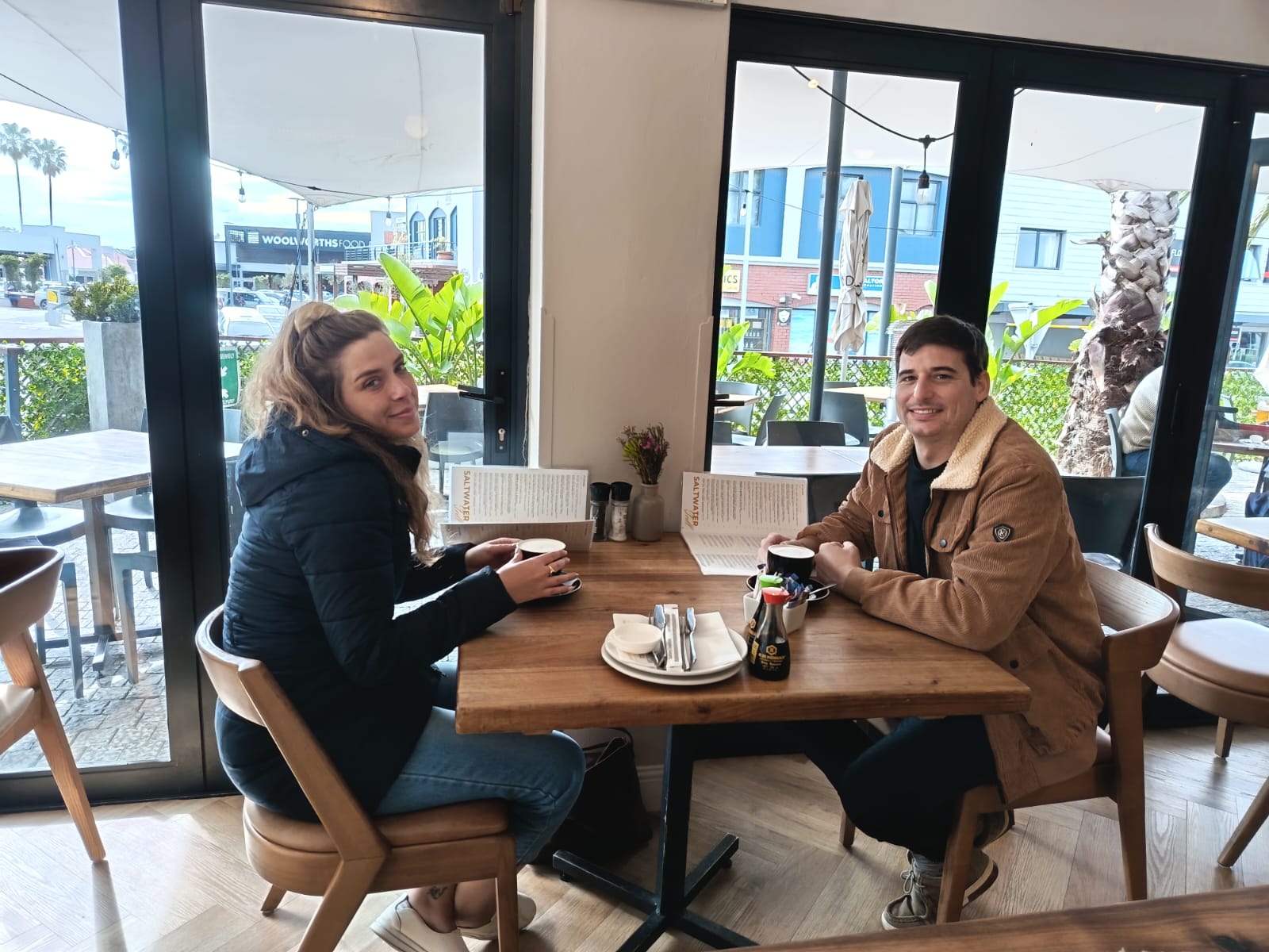 Stefan and Nicole at a cafe